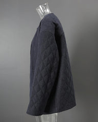 Quilted Collarless Jacket & Scarf