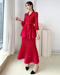 Luxury Peplum Plissé Top & Skirt