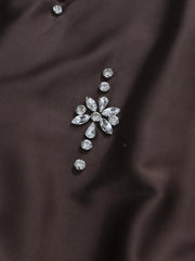 Crystal-Adorned Draped Blouse