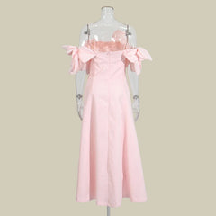 Luxury Off-Shoulder 3D Bloom Dress