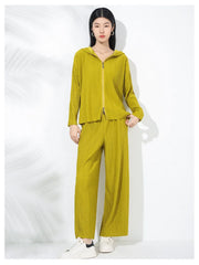 Couture Plissé Pleated Hoodie & Flared Trousers