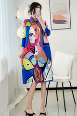 Luxury Abstract Face Plissé Dress