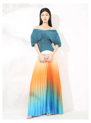 Sculpted Ombre Pleated Skirt & Top Set