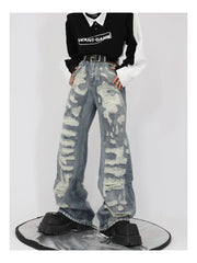 Men's Distressed Boot Cut Streetwear Jeans