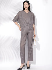 Pleated Twist Pants Set