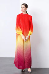 Maxi Bubble Sleeve Pleats Dress