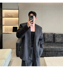 Men's 3 Piece Baggy Blazer & Pleated Trousers Set