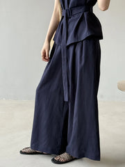 Linen Blend Top & Wide Leg Trousers Set