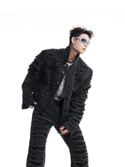 Men's 2 Piece Stacked Ultra Destroyed Jacket & Jeans Set