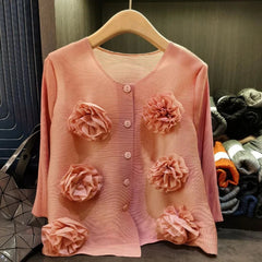 Luxury Floral Pleated Blouse Top