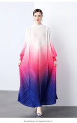 Maxi Bubble Sleeve Pleats Dress