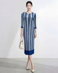 Luxury Pleated 3/4 Sleeve Dress