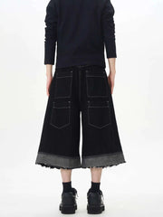 Men's Japanese Denim Wide-Leg Culottes