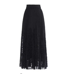 Luxury Pleated Lace Trim Skirt