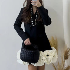 Elegant Ruffle Hem Blazer Dress