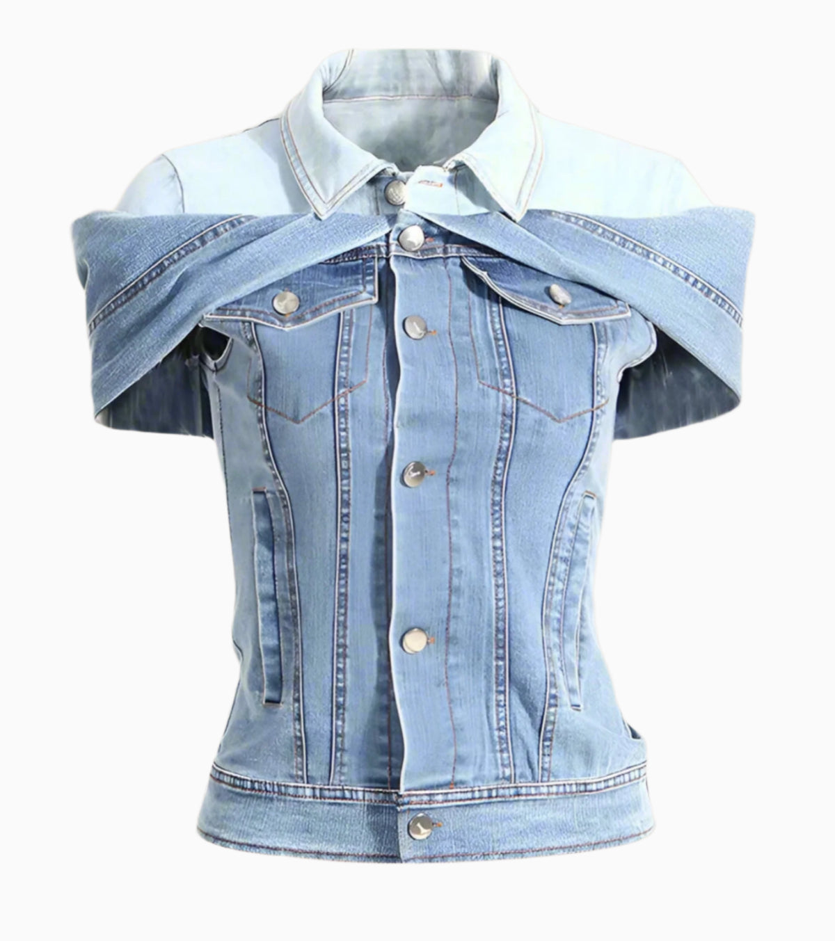 Luxe Shoulder Upcycled Denim Top