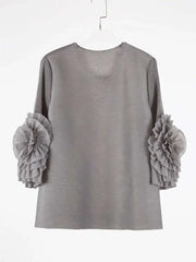 Truly Pleated Ruffle Sleeve Top