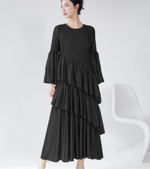 Truly Plissé Ruffle Sleeve Dress