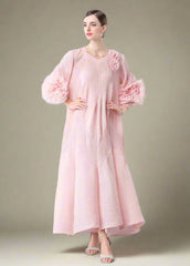 Floral Bell Sleeve Pleated Dress
