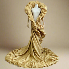 Taffeta Ruffled Extra Long Cape
