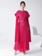 Elegant Formal Pleated Blouse & Skirt
