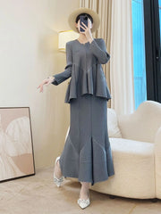 Luxury Modern Pleats Skirt Set
