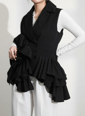 Luxury Ruffle Asymmetrical Vest