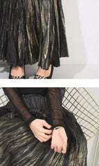 Luxury Metallic Pleats Skirt