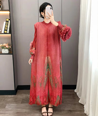 Luxury Ruffle Floral Pleat Dress