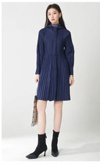 Elegant Pleated Hooded Coat