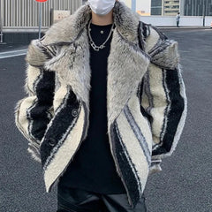 Men's Reversible Cropped Faux Fur Coat