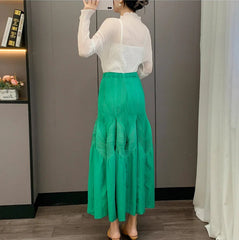 Elegant Pleated Two-Tone Skirt