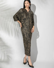 Luxury Plissé  Metallic Dress