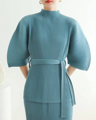 Plissé Flared Sleeves Top
