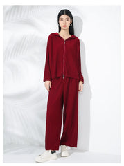 Couture Plissé Pleated Hoodie & Flared Trousers