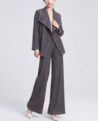 Petite Plissé Two-Piece Pant Set