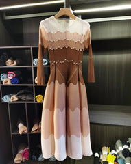 Wave Pleated Midi Dress