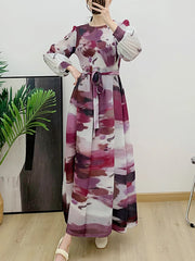 Women's Long Sleeve Japanese Pleated Dress