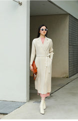 Truly Pleated Stretchy Long Coat