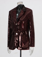 Bordeaux Sequin Embellished Blazer