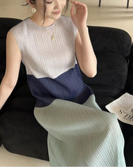 Lightweight Plissé Sleeveless Dress