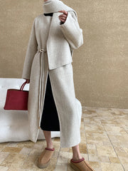 Luxury Wool-Blend Scarf Coat