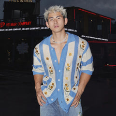 Men's Luxury Crochet Open-Knit Shirt