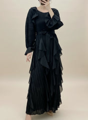 Formal Plissé Ruffle Dress