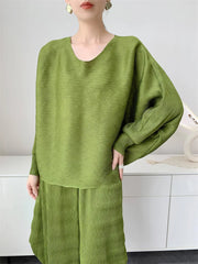 Flowing Plissé Tunic & Pants Set