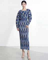 Luxury Pleated Balloon Sleeve Dress