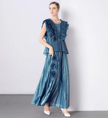 Japanese Plissé 2-Piece Skirt Set