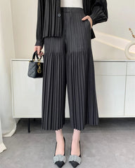 Luxury Pleated Wide-Leg Culottes