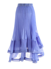 Pleated Asymmetric Ruffle Skirt