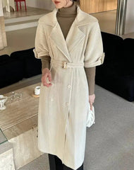 Luxury Pleated Belted Trench Coat